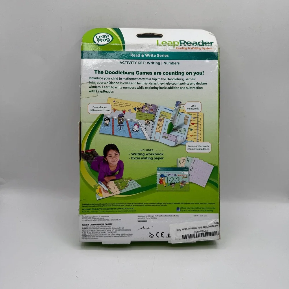 LeapFrog LeapReader Activity Set Kids Ages 4-8 Green Writing Numbers Math 21111